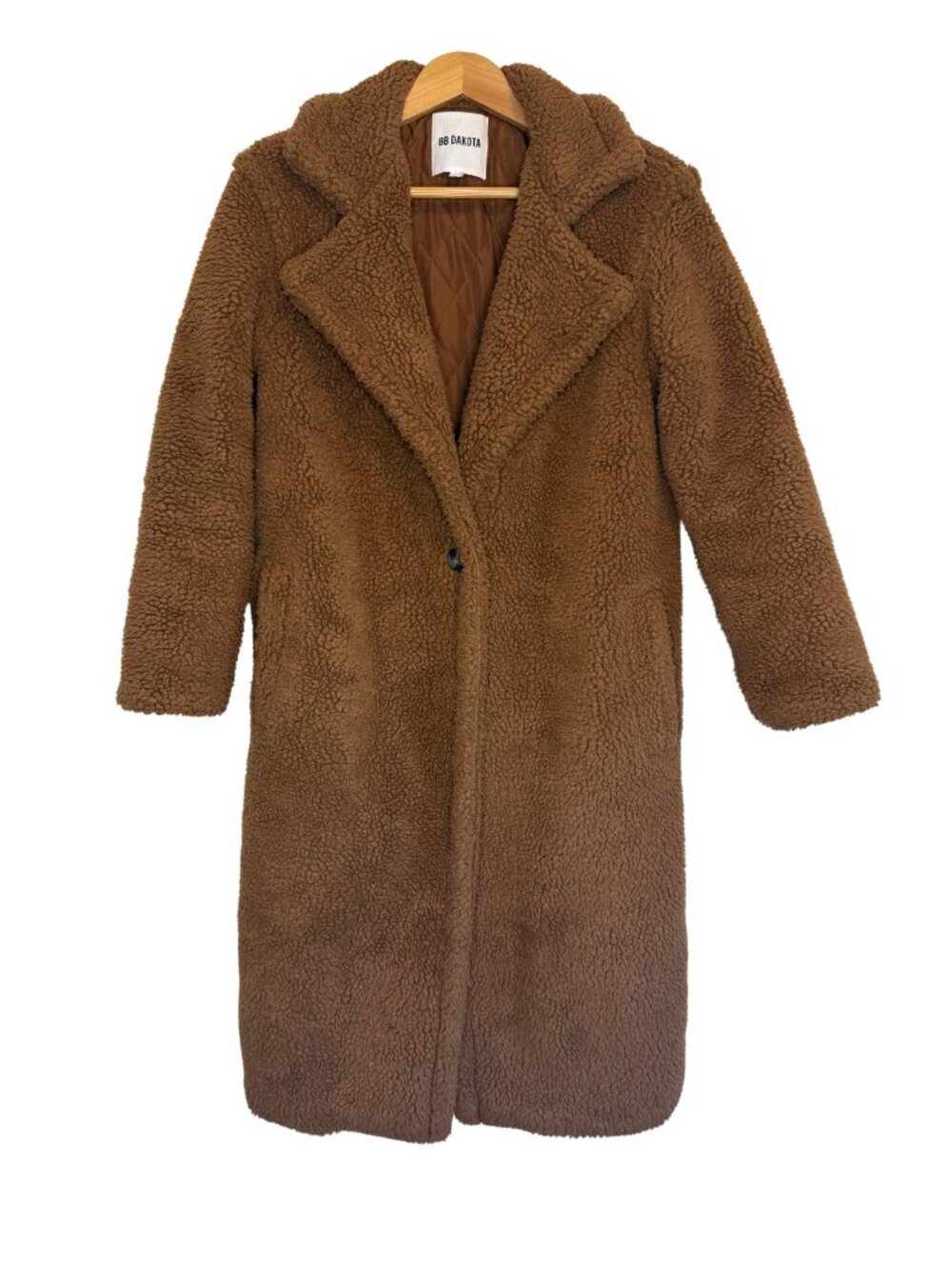 BB Dakota Paddington Brown Longline Teddy Coat Size XS - Picture 3 of 5